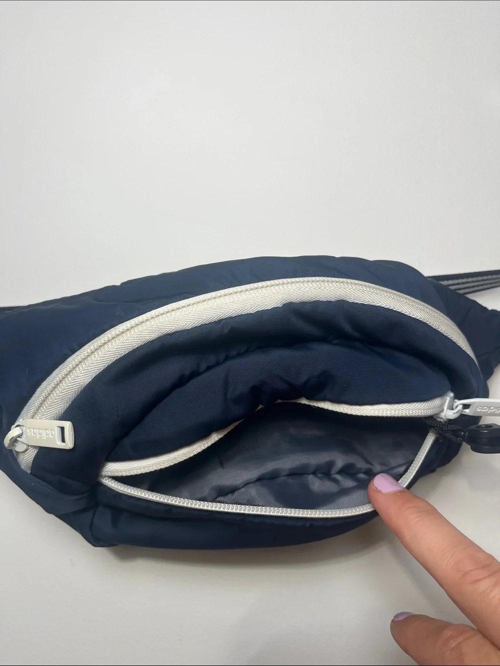 Adidas Navy Blue Fanny Pack Belt Bag with White Accents